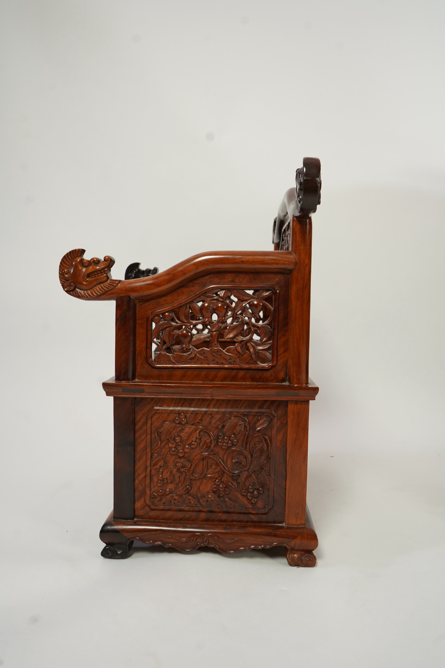 A Chinese huanghuali throne-shaped dressing cabinet, 20th century